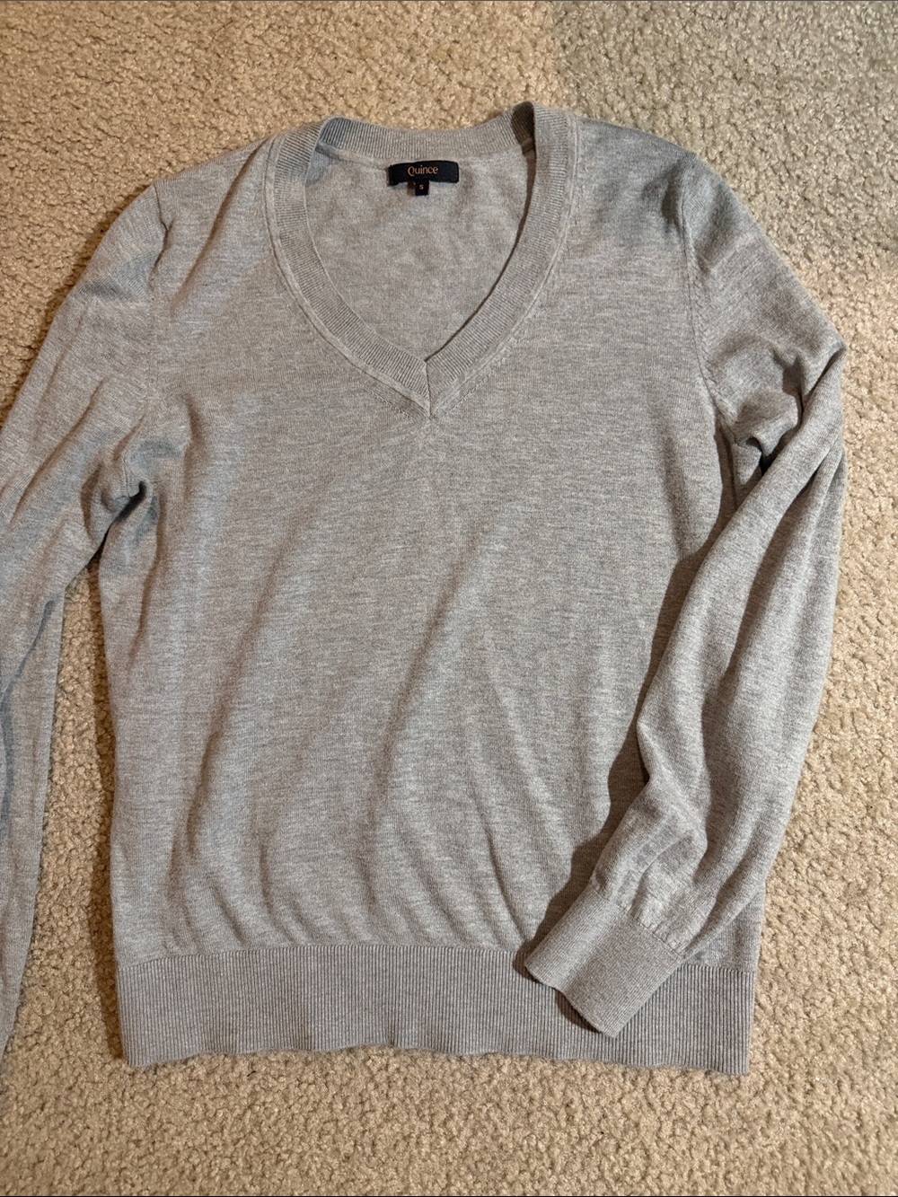 Quince Women's Light Heather Gray V-Neck Sweater
